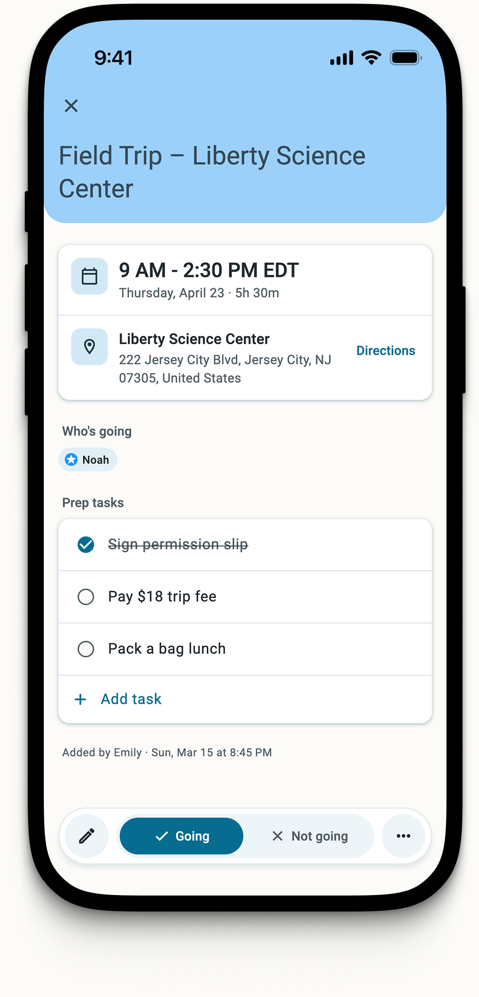 Prep tasks attached to an event