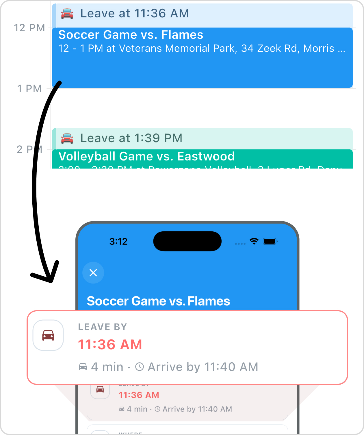 Smart departure alerts