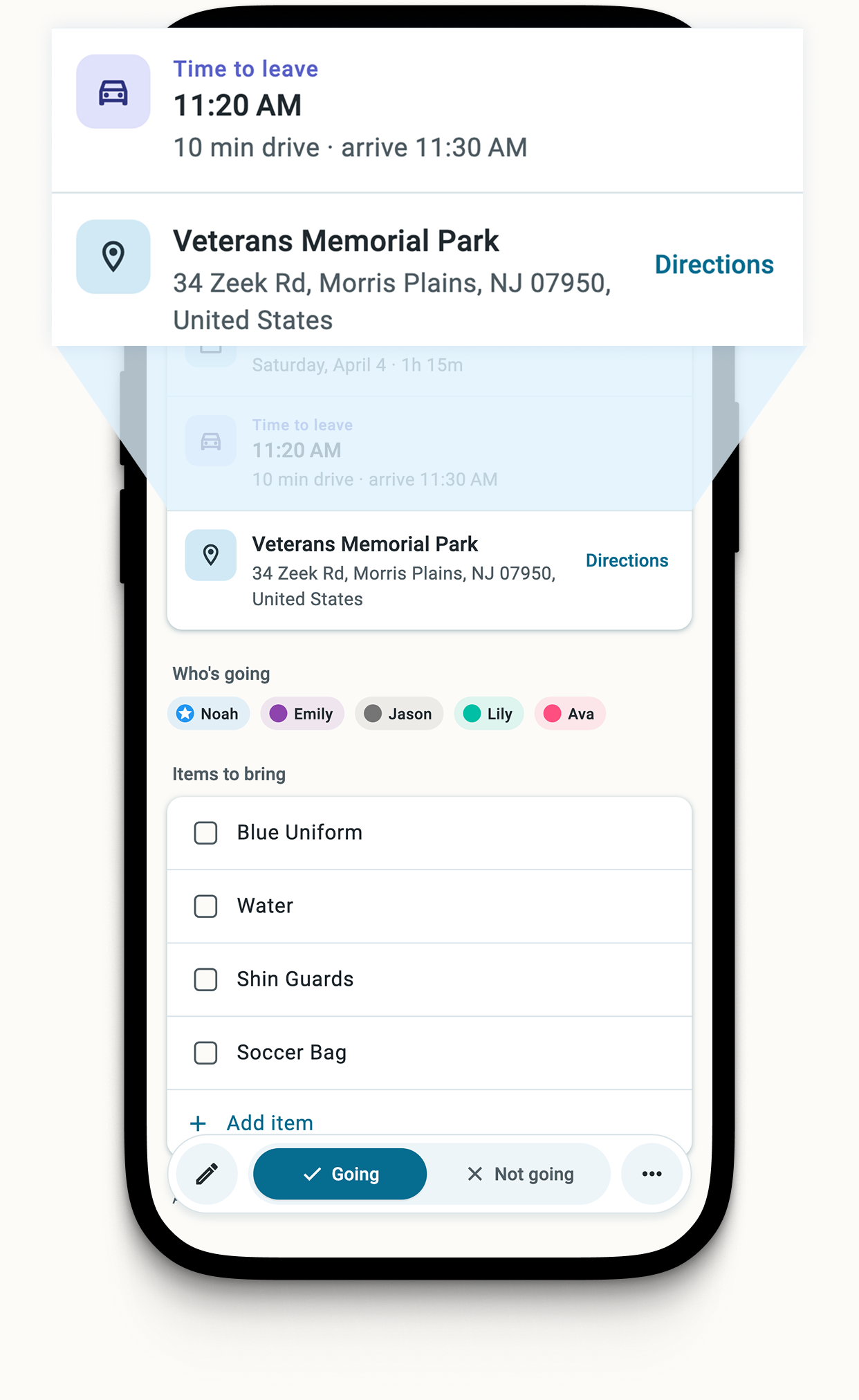 A Leave by alert on a soccer game event